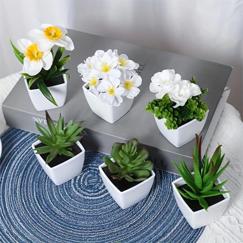 6 Mini Artificial Potted Plants