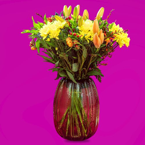 Brush Lily Bouquet + Vase